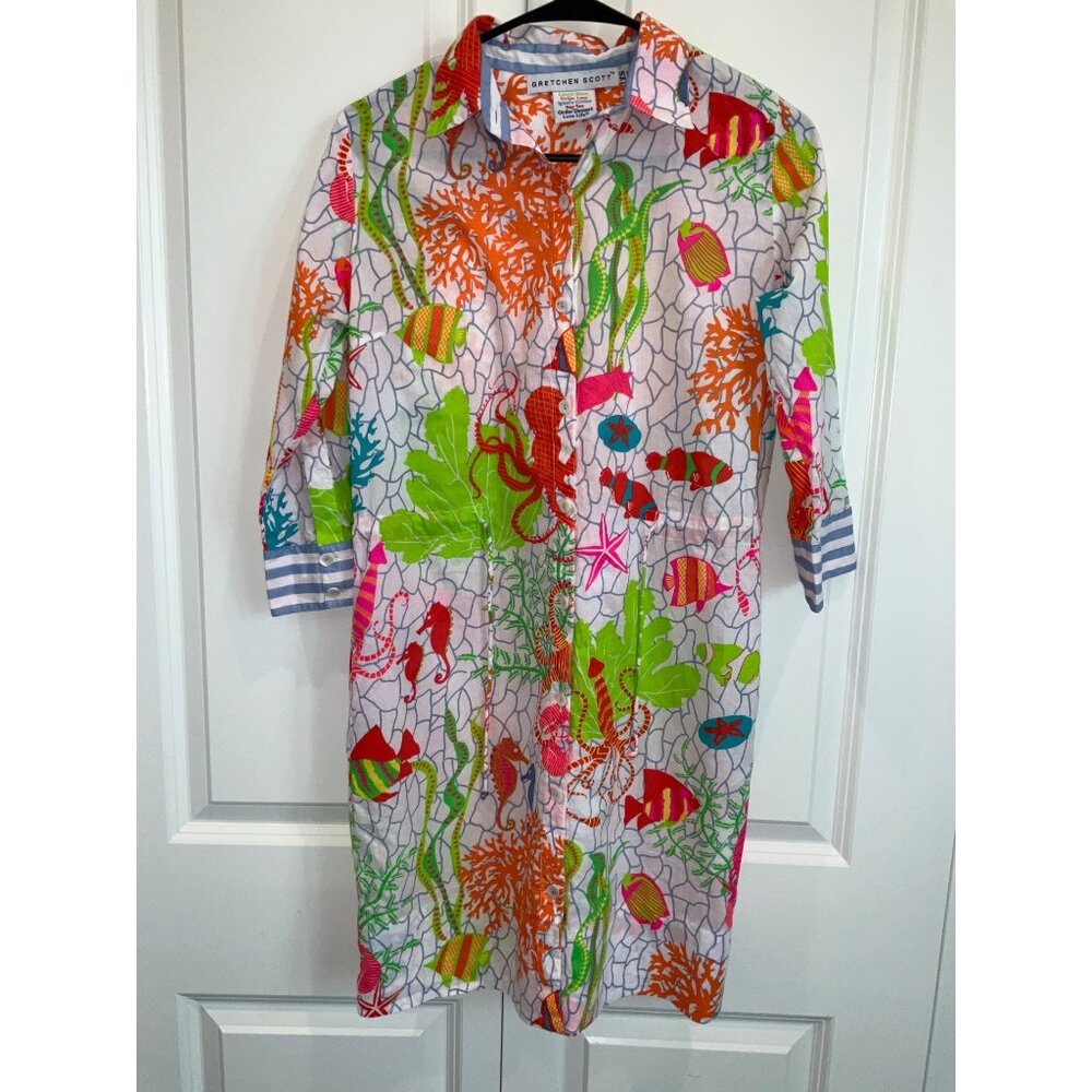 Gretchen Scott Pulley Dress Sealife Multi-colored size XS - Picture 2 of 9